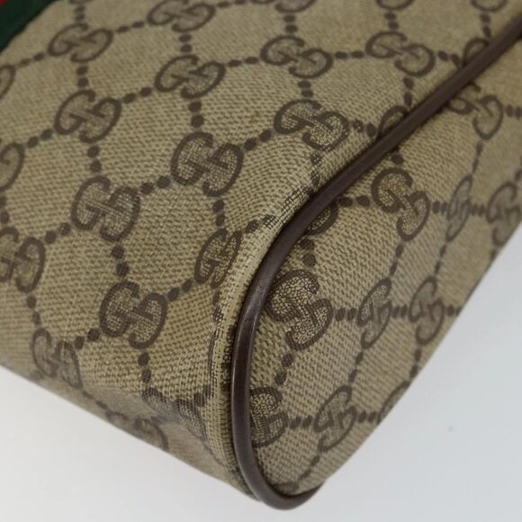 GUCCI GG Supreme Web Sherry Line Clutch Bag PVC Beige Red 75 01 012 Auth th6368 - Picture 15 of 16